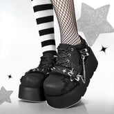 Punk Metal Chain Chunky Platform Ankle Boots