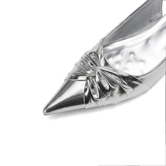 cowhide pointed toe wedge heel