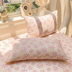 3pc Pink Flower Printed Duvet Cover Sets Floral Style High Quality Soft Bedding Queen Size Duvets Cover with Pillowcase