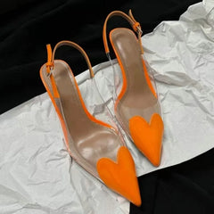 Heart-Shaped Transparent High-Heeled Sandals