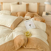 Winter Carved Milk Velvet Duvet Cover Set with Sheet and Pillowcase Thicken Bedding Set