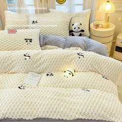 Winter Thicken Warm Duvet Cover Set Queen Bed Linens Set Milk Velvet Quilt Cover Bed Sheet Pillowcase 3/4pcs Luxury Bedding Set
