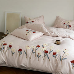 Flowers Towel Embroidery Bedding Set