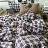 Vintage Plaid Cotton Duvet Cover Set Twin Full Queen Size Soft Bed Flat Sheet Bedding Set