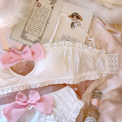 2-teiliges Dessous-Set mit Herz-Koketterie und rosa Schleife