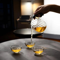 Vintage Pumpkin-Inspired Glass Tea Set