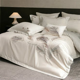 Luxury Feather Embroidery 100% Cotton Bedding Set