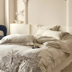 Neutral Cotton Linen Blend Vintage Bedding Set