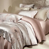 Flower Jacquard Color Blocking Luxury Bedding Set