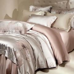 Flower Jacquard Color Blocking Luxury Bedding Set