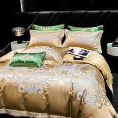 Gorgeous Silky Brocade Jacquard Egyptian Cotton Luxury European Bedding Set