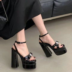 Thick Soled Patent Leather High Heels