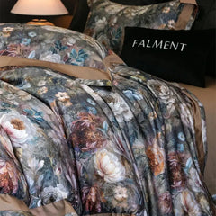Oil Painting Style Blooming Flower Pattern Bedding Set