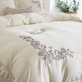75% Cotton And 25% Linen Elegant Embroidery Ruffles Princess Luxury Bedding Set