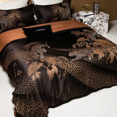 Leopard and Leopard Print Jacquard Luxury Bedding Set