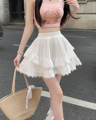 Pumphose-Rock mit Blasenblumen und Rüschen