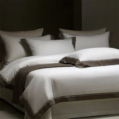 600TC Egyptian Cotton Thickened Brushed Wide Edge Bedding Set
