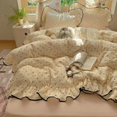 3/4Pcs Korean Princess Style Polka Dots Bedding Set