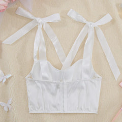 Sujetador bustier de satén y encaje