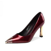 Patent Leather Stiletto Single Fall Pointed Toe Shallow Mouth Slip-on Sequin Anti-Slip Wear-Resistant High Heels