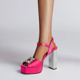 Diamond Accessories Thick Sole Waterproof Platform High Heel
