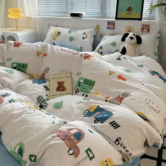 Cool Cars Duvet Cover Set with Zipper Kawaii Boys Girls Bed Sheet Pillowcases No Filler Twin Double Size Cute Bedding Set