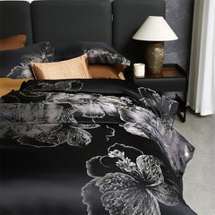 1000TC Egyptian Cotton Floral Jacquard Silky Satin Bedding Set