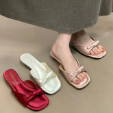 Women Slip On Open Toe Slippers Comfort Daily Soft Sole Beach Vacation Slides Ladies Concise Walking Shoes