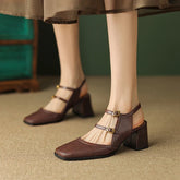 and cowhide thick Heel