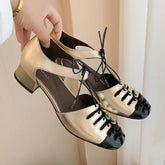 sheepskin round toe tie