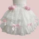 PomPom Balletcore Princess Coquette Style Spitzenrock mit Schleifen