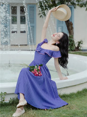 Vestido Bridget con volantes y hombros descubiertos