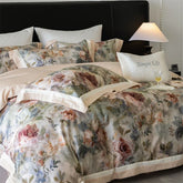 Premium 1000TC Egyptian Cotton Flowers Prints Oil Painting Style Bedding Set
