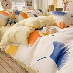 Flowers Ins Duvet Cover Set with Zipper Flat Bed Sheet Pillowcases No Filler Single Queen Size Girls Boys Gift Bedding Set