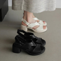 Comfortable Leather Chunky Heel