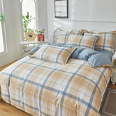 Nordic All Cotton plaid comforter cover for double bed 100% Pure Cotton Quilt cover 1pcs soft Simple Duvet cover King Queen Size