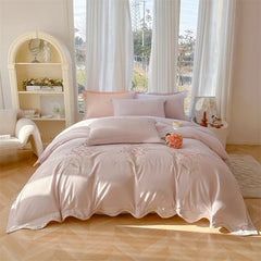 Floral Embroidery 100% Cotton Luxury Bedding Set