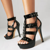 European and American Nightclub Sexy Metal Rivet Large Waterproof Platform High Heel