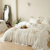 Vintage Jacquard Lace Ruffles Bow Princess Bedding Set