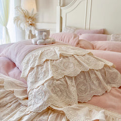 Korean Style Princess Four Layers Lace Ruffles Bedding Sets