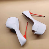 White patent leather peep toe Pumps