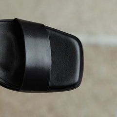 leather cowhide square toe loose grip low Heel