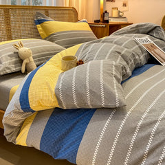 High Quality 100% Cotton Duvet Cover Set Modern Striped Printed Bedding Set