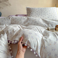 Floral Print Single Double Duvet Cover Set Soft Comfortable Queen Comforter Cover and Pillowcase Skin-friendly Bedding Set