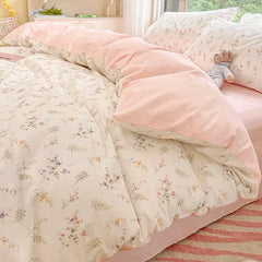 Ins Pink Flowers Bedding Set