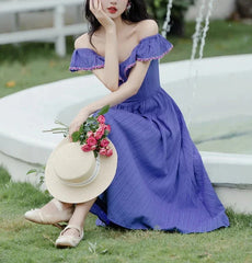 Vestido Bridget con volantes y hombros descubiertos