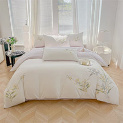 100% Cotton Floral Embroidery Luxury Bedding Set