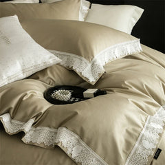 Premium 1000TC Egyptian Cotton Flowers Lace Wide Edge Luxury Bedding Set