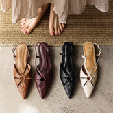 sheepskin hollow breathable retro mid Heel