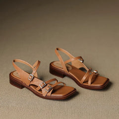 leather cowhide thick Heel